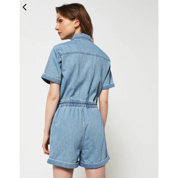 Molly Bracken Jeans Zip Up Romper Overalls Size M Medium Blue - Picture 4 of 10